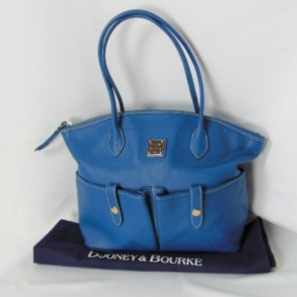 DOONEY & BOURKE Crescent Pebbled Leather Royal Blue Tote